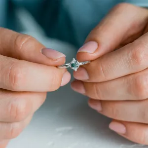 Unusual engagement ring with moss agate and diamonds ALBA Thumbnail