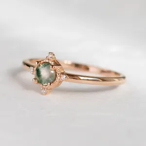 Unusual engagement ring with moss agate and diamonds ALBA Thumbnail