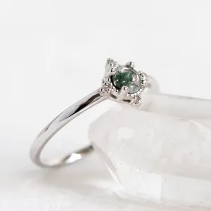 Unusual engagement ring with moss agate and diamonds ALBA Thumbnail