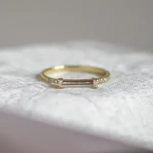 Engagement ring with baguette moissanite and diamonds CASSIA Thumbnail