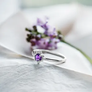 Gold ring with amethyst and diamonds ALBINA Thumbnail