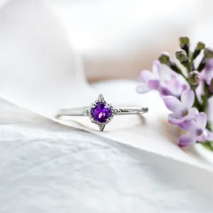 Gold ring with amethyst and diamonds ALBINA Thumbnail