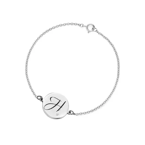 Minimalist silver bracelet with engraving and little heart Renma Image