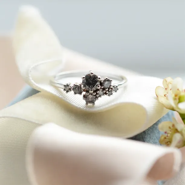 Gold ring with salt and pepper diamonds CLUSTRÉ Image