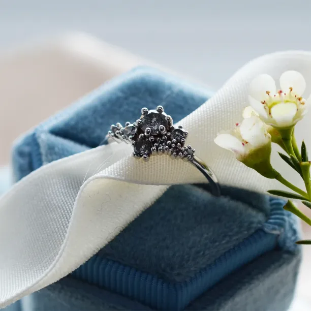 Gold ring with salt and pepper diamonds CLUSTRÉ Image