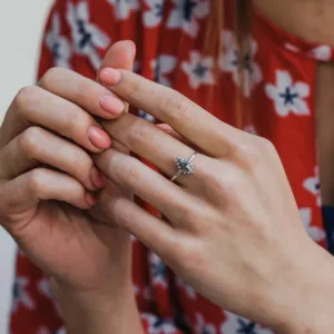 Gold cluster ring with salt'n'pepper diamonds DOMIZOS Thumbnail