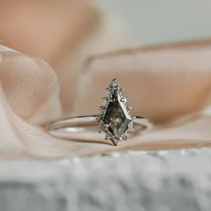 Gold cluster ring with salt'n'pepper diamonds DOMIZOS Thumbnail