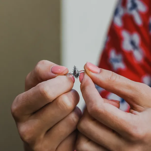 Gold cluster ring with salt'n'pepper diamonds DOMIZOS Image