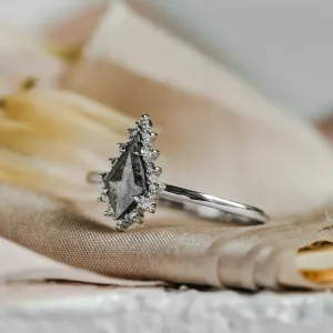 Gold cluster ring with salt'n'pepper diamonds DOMIZOS Thumbnail