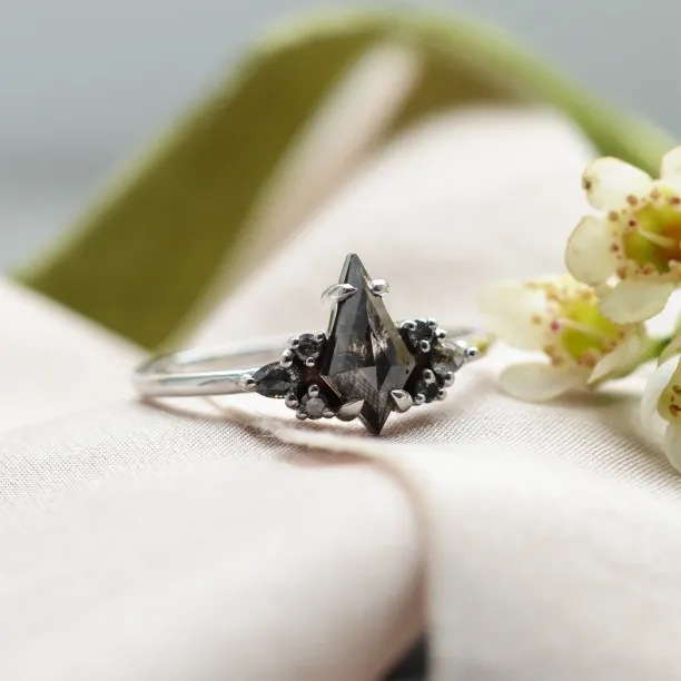 Unusual ring with salt'n'pepper diamonds MANSUETO Image