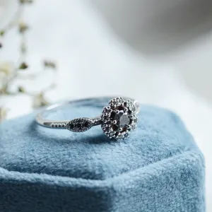 Engagement halo salt'n'pepper diamonds ring CALIMERO Thumbnail