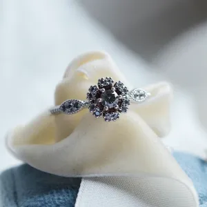 Engagement halo salt'n'pepper diamonds ring CALIMERO Thumbnail