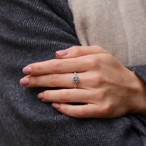 Engagement halo salt'n'pepper diamonds ring CALIMERO Thumbnail