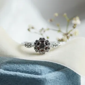 Engagement halo salt'n'pepper diamonds ring CALIMERO Thumbnail