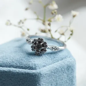 Engagement halo salt'n'pepper diamonds ring CALIMERO Thumbnail