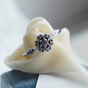 Engagement halo salt'n'pepper diamonds ring CALIMERO Thumbnail