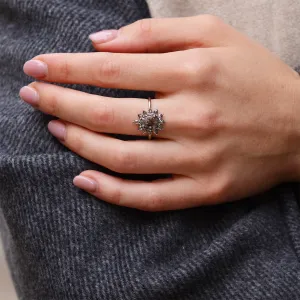 Flower ring with salt'n'pepper diamonds GIRASOLO Thumbnail