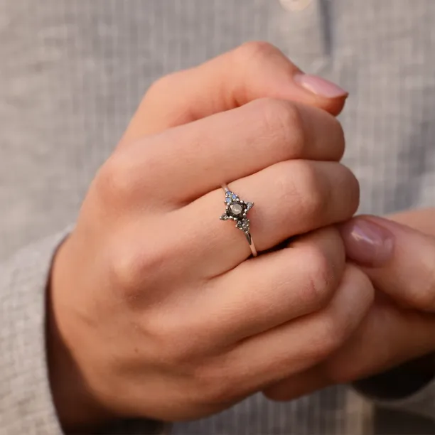 Gold salt'n'pepper diamond ring in vintage style FORTUNATO Image