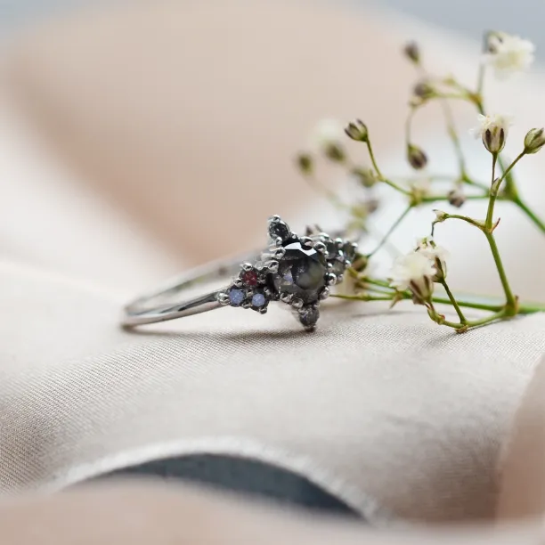 Gold salt'n'pepper diamond ring in vintage style FORTUNATO Image