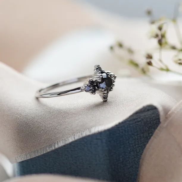 Gold salt'n'pepper diamond ring in vintage style FORTUNATO Image