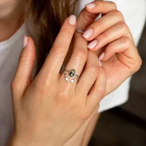 Gold oval salt and pepper diamond ring ONORATO Thumbnail