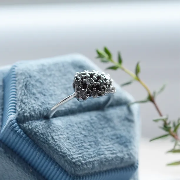 Gold cluster ring with salt and pepper diamonds SEVERINOS Image