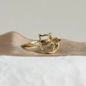 Gold cat ring PUSHEEN Thumbnail