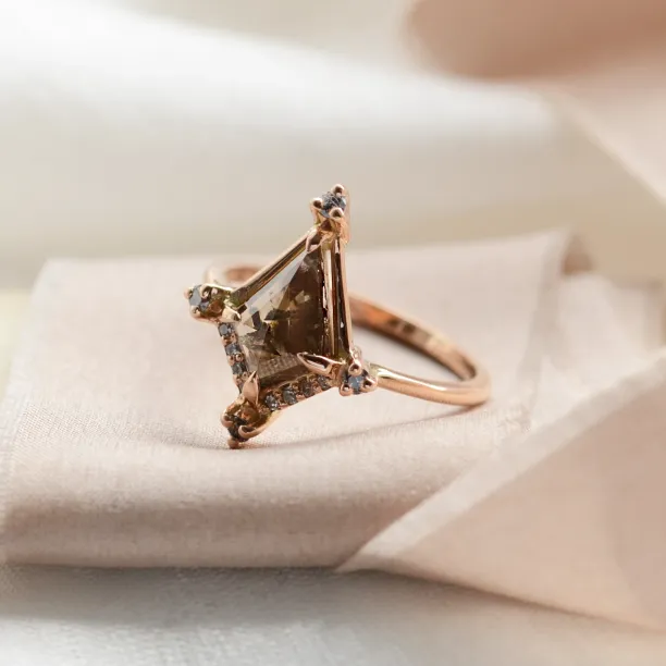 Extravagant ring with salt and pepper diamonds ORNETTE Image