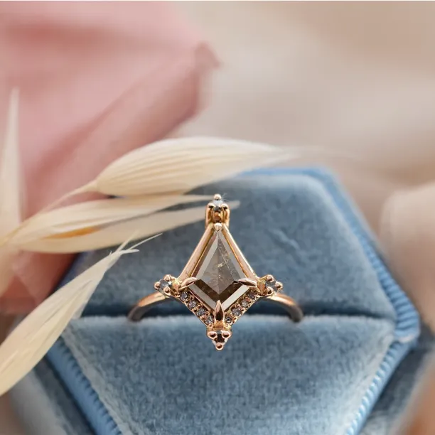 Extravagant ring with salt and pepper diamonds ORNETTE Image