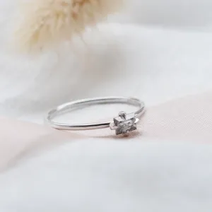 Minimalist salt'n'pepper diamond ring  RETTANGOLO Thumbnail