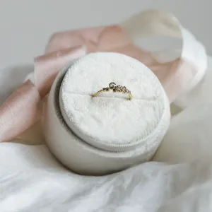 Gold cluster ring with hexagon salt'n'pepper diamonds CLARINA Thumbnail