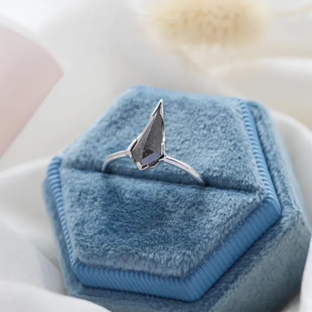 Unusual engagement ring with salt'n'pepper diamond KELLIS Image