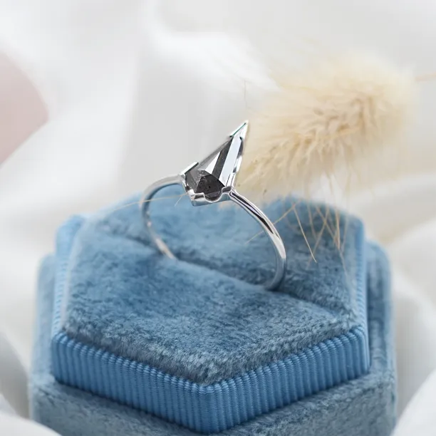 Unusual engagement ring with salt'n'pepper diamond KELLIS Image