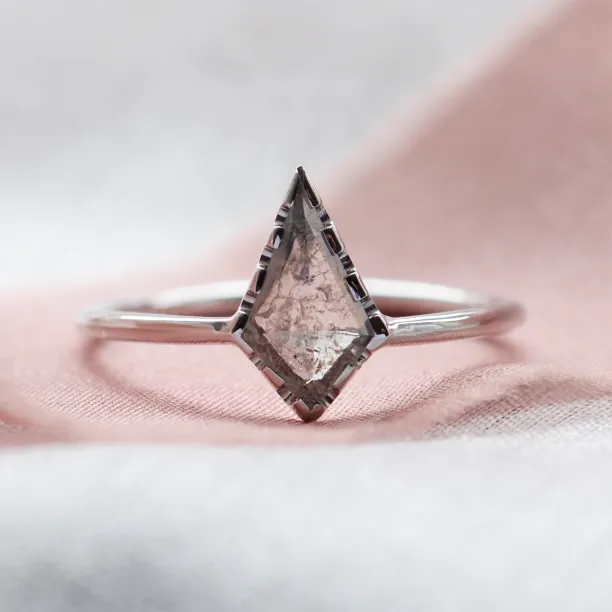 Gold ring with kite salt'n'pepper diamond BILL Image