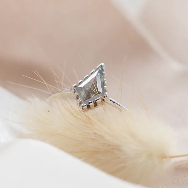 Minimalist kite salt'n'pepper diamond ring BILLIE Image