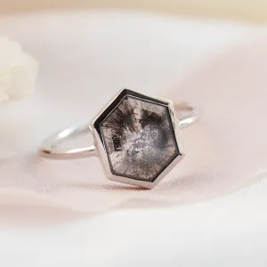 Vintage engagement ring with salt and pepper diamond CARRA Thumbnail