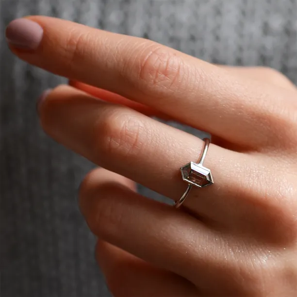 Minimalist engagement ring with salt'n'pepper diamond ELLIOT Image