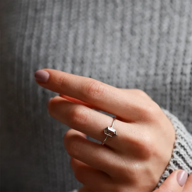 Minimalist engagement ring with salt'n'pepper diamond ELLIOT Image