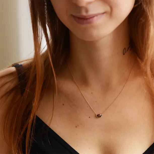 Gold necklace with hexagon salt and pepper diamond PERTH Image