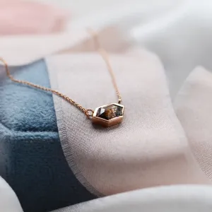 Gold necklace with hexagon salt and pepper diamond PERTH Thumbnail