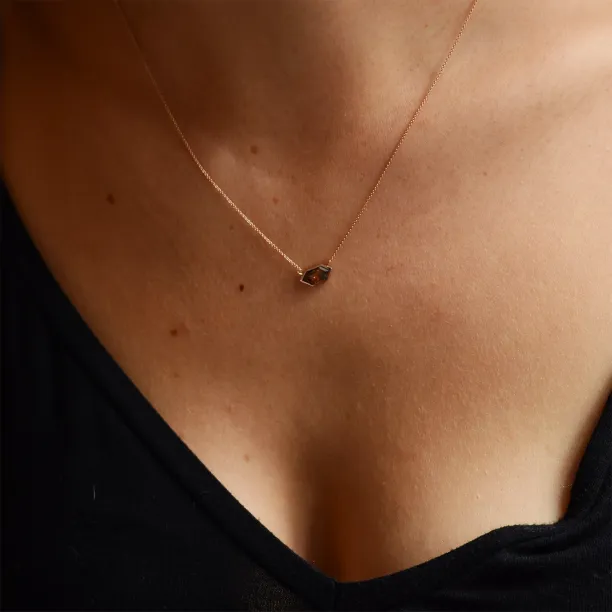 Gold necklace with hexagon salt and pepper diamond PERTH Image