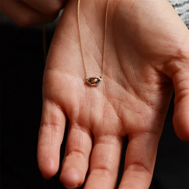 Gold necklace with hexagon salt and pepper diamond PERTH Image