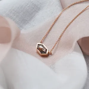 Gold necklace with hexagon salt and pepper diamond PERTH Thumbnail