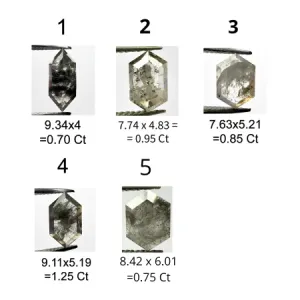 Gold necklace with hexagon salt and pepper diamond PERTH Thumbnail