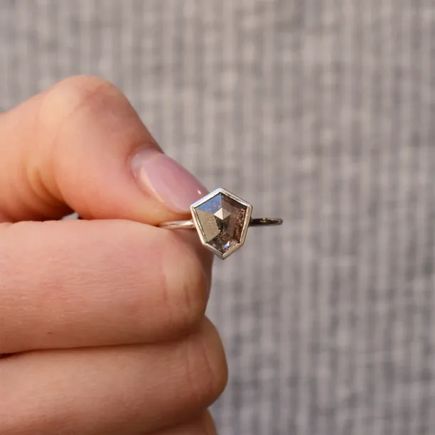 Gold ring with hexagon salt and pepper diamond CIARO Image