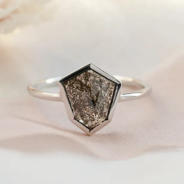 Gold ring with hexagon salt and pepper diamond CIARO Image