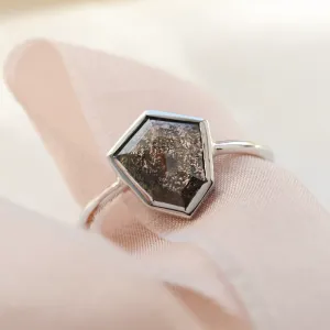 Gold ring with hexagon salt and pepper diamond CIARO Thumbnail