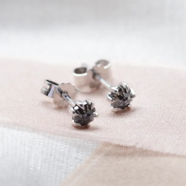 Stud earrings with hexagon salt and pepper diamonds STELLEX Image