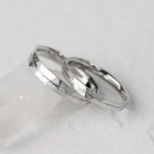 Elegant hammered wedding rings with line LADO Thumbnail