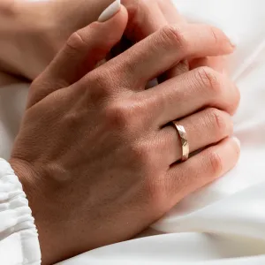 Gold hammered wedding rings with line LIDO